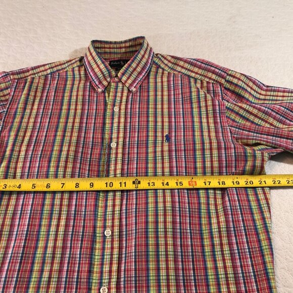 Ralph Lauren Mens Size Med Shirt Blake Short Sleeve Button Down Red Tartan - Picture 5 of 6